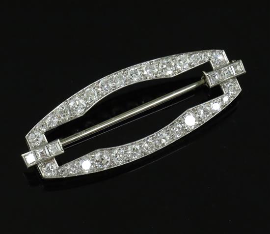 An 1930s Art Deco French Boucheron platinum and diamond set openwork brooch,